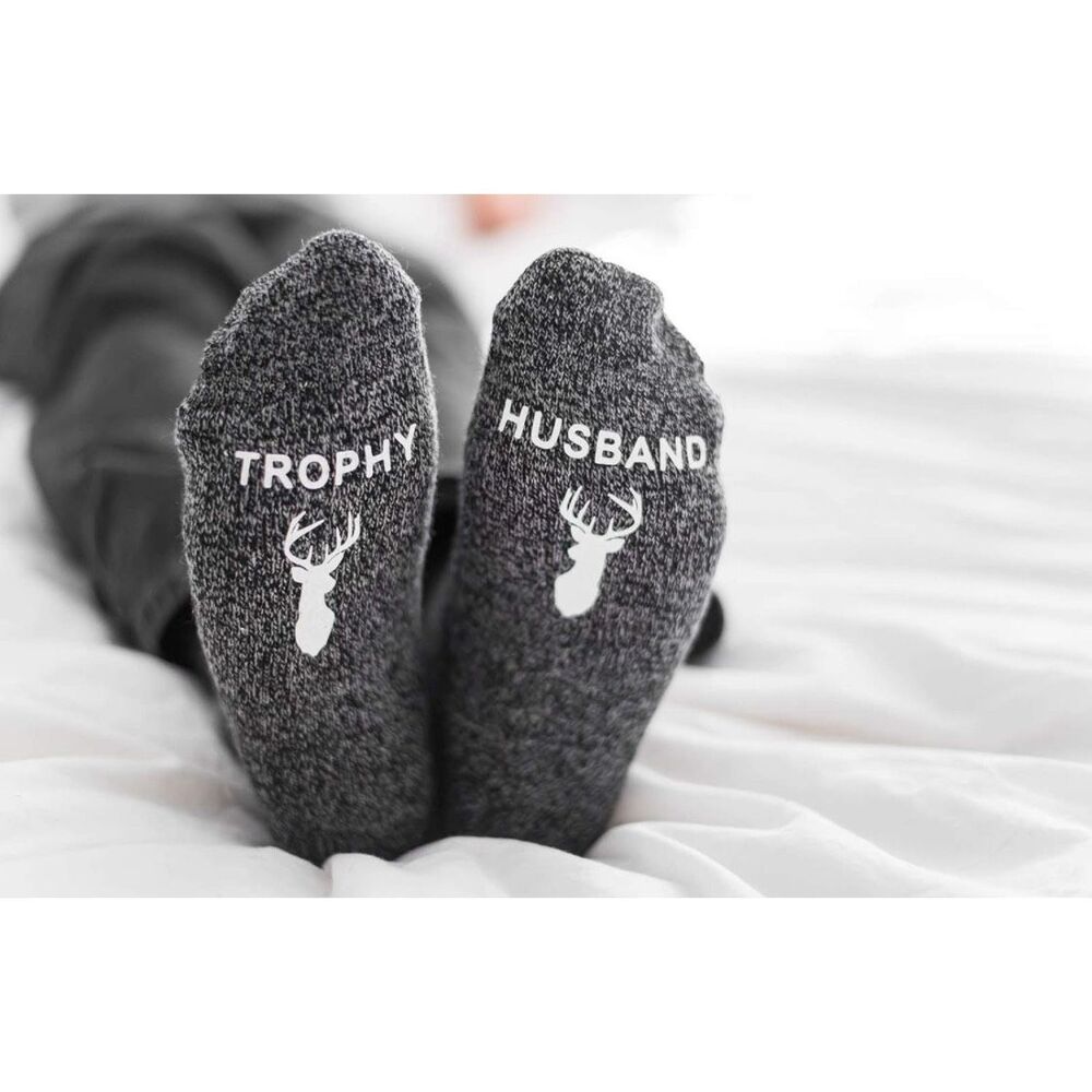 Trophy Husband grey socks with buck, new size 8-12
